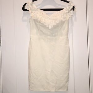 NWT Nasty Gal white tassel mini dress - M